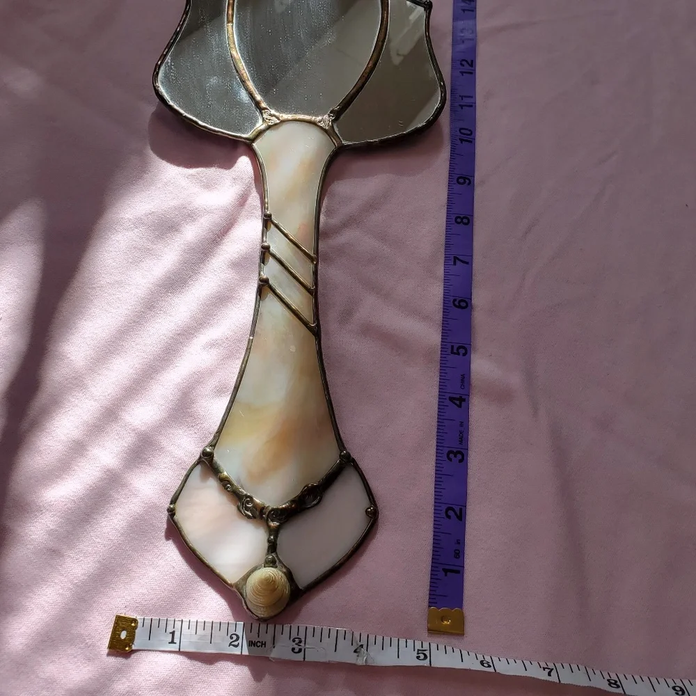 Stained glass flower-shaped mirror, great condition